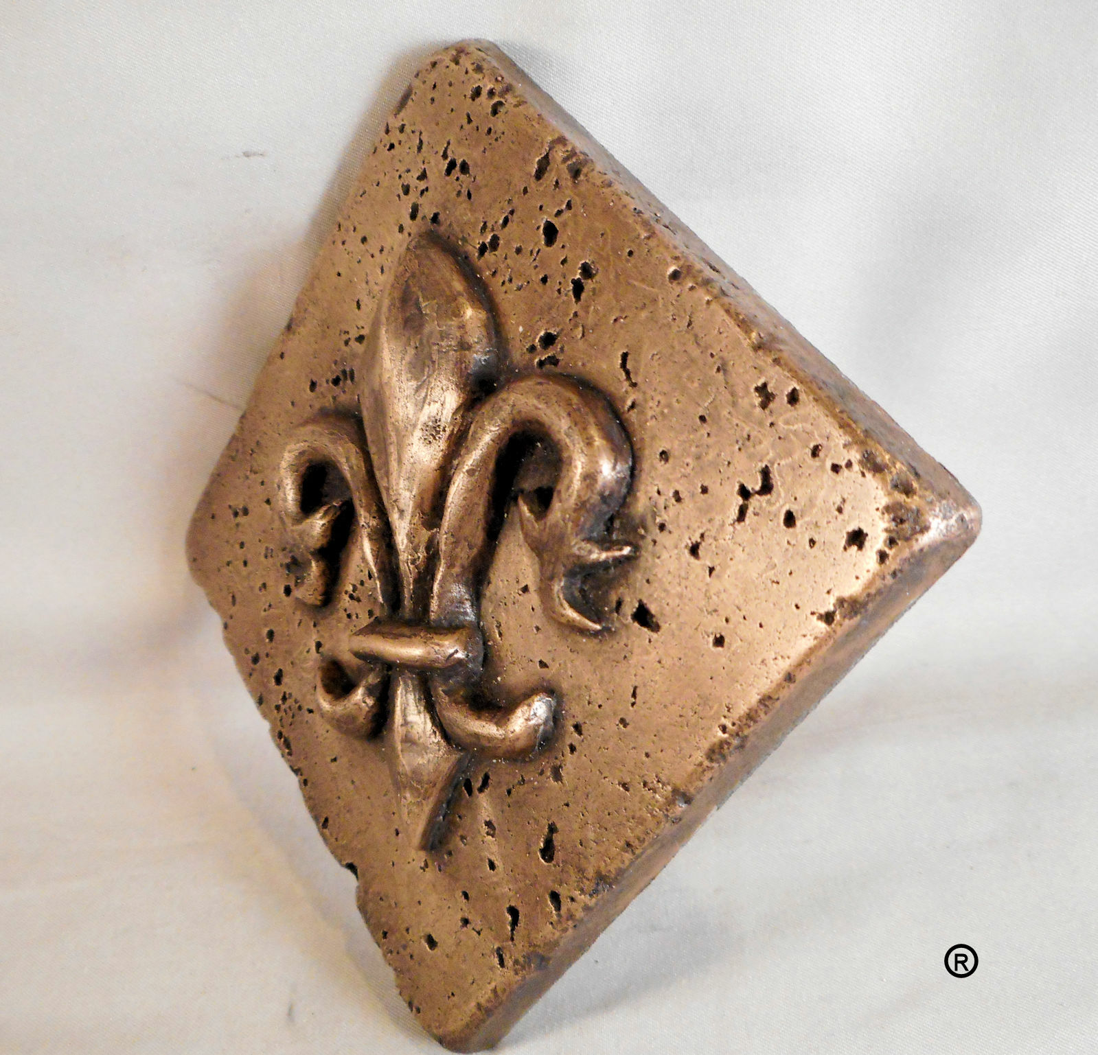 Bronze Fleur d' Lis Diagonal 4"X4" Decorative Wall Tile