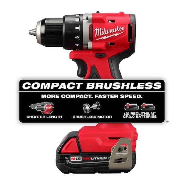 Milwaukee Tool 3601-22Ct M18 Compact Brushless 1/2" Drill/Driver Kit