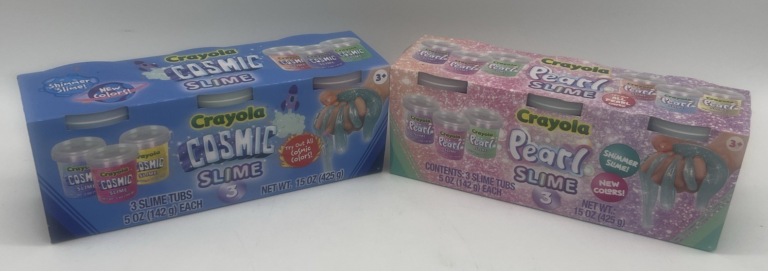 New 2025 Crayola Cosmic (3 Tubs) & Pearl S3 Tubs) Shimmer Slime Age3+ FreeS&H