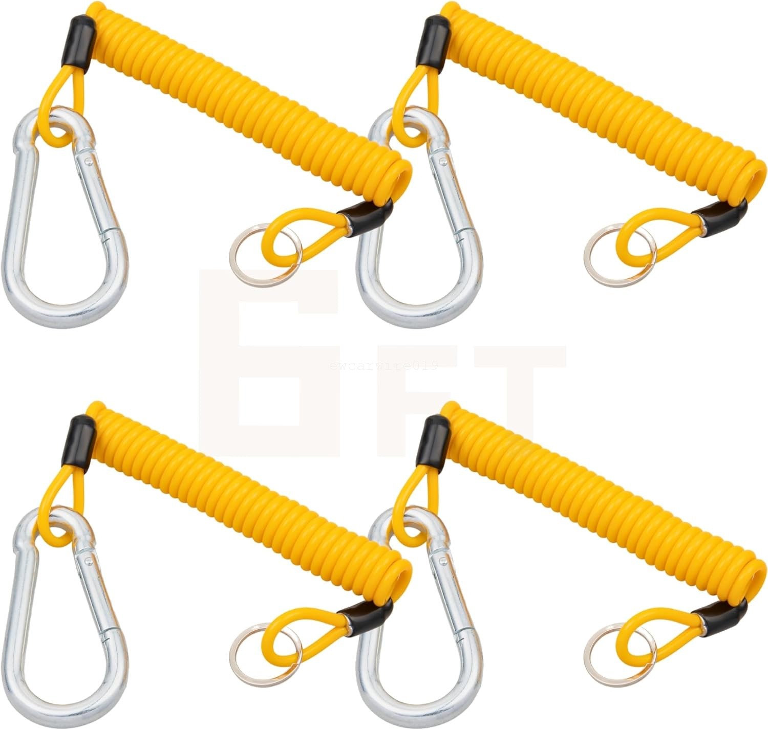 Breakaway Trailer Cable RV Safety Spring Rope Coiled Brake Away Cable 4 PCS 6FT