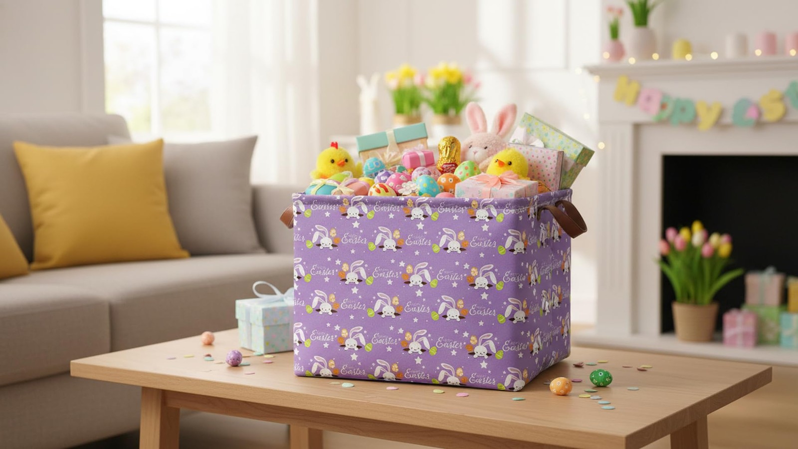 HKEC Rectangle Storage Basket with Handles,Collapsible Storage Bin,Books Box,...