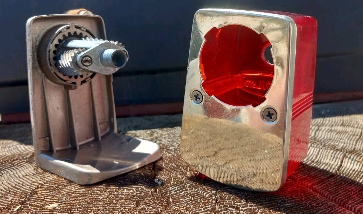 Vtg. Bostonette pencil sharpener ruby red translucent wall/desk mount Hunt Mfg.