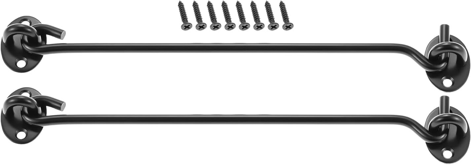 10 Inch Black Hook and Eye Latch,2 Pack Stainless Steel Barn Door Latch, Heavy D