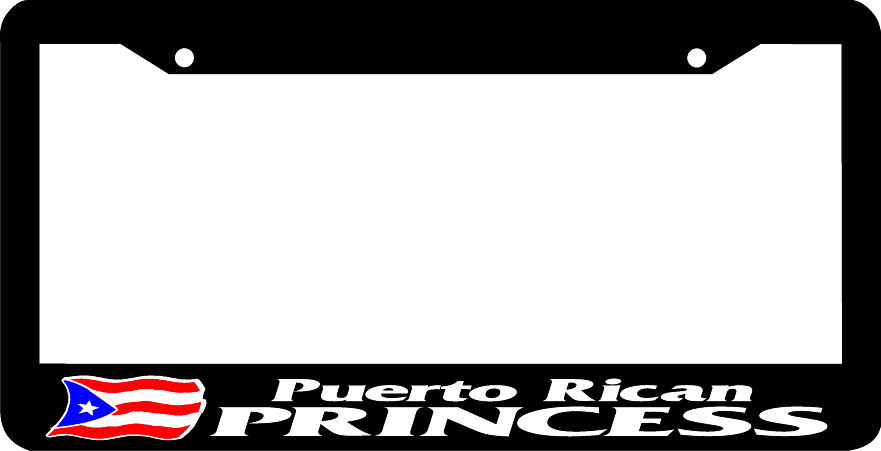 black frame Puerto Rican Princess PUERTO RICO RICAN FLAG  License Plate Frame
