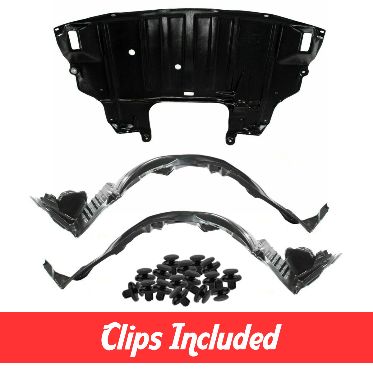 Fender Liner & Lower Engine Under Cover Set w/ Clips For 1998-2005 Lexus GS300