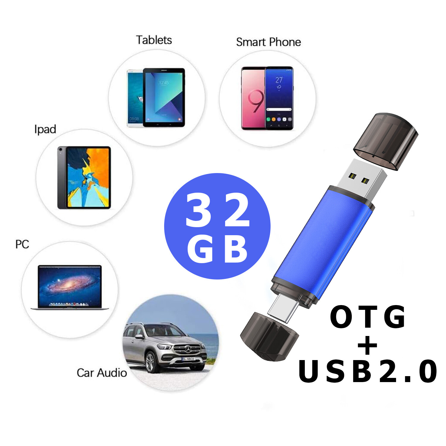 32GB USB 2.0 Type C Dual Flash Drive Pen Drive For Samsung Android Phone PC Lot