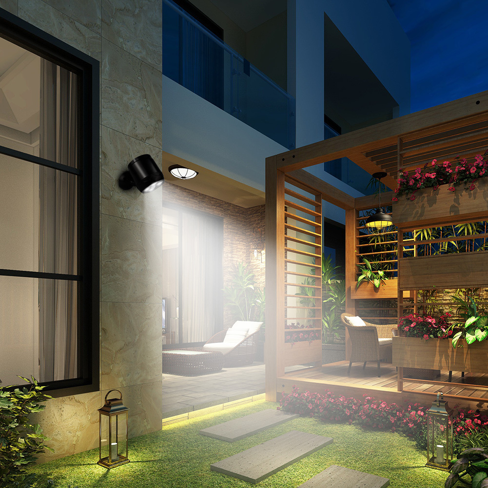 Battery Powered Security Lights Motion Sensor Outdoor Lamp Spotlight with 4LEDs
