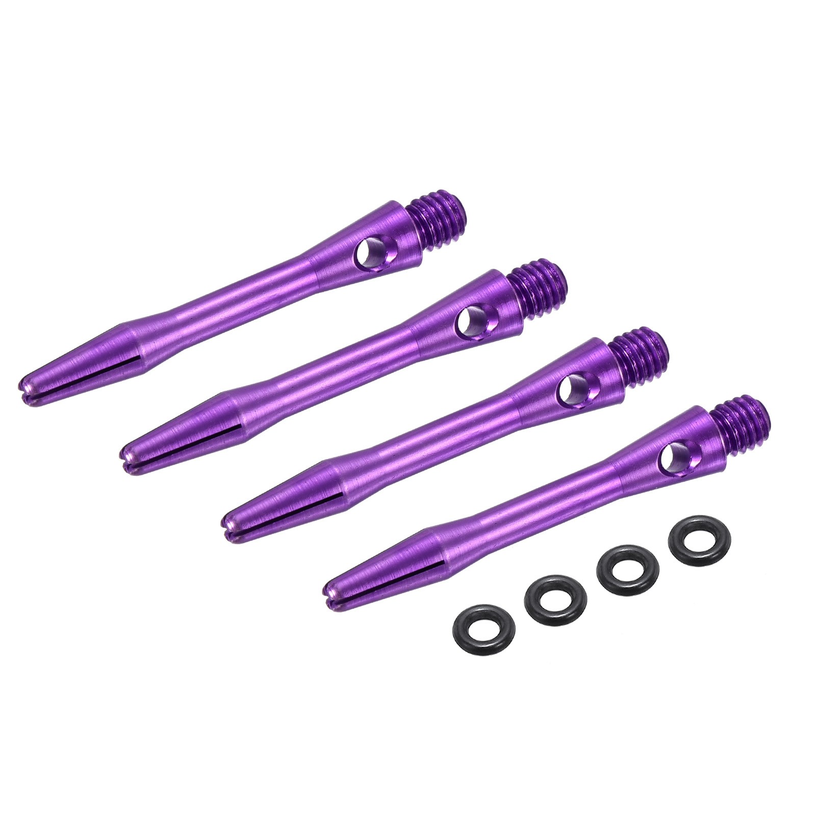 4Pcs 2BA Aluminum Dart Shafts for Steel Tip with Rubber Rings, 35mm Purple