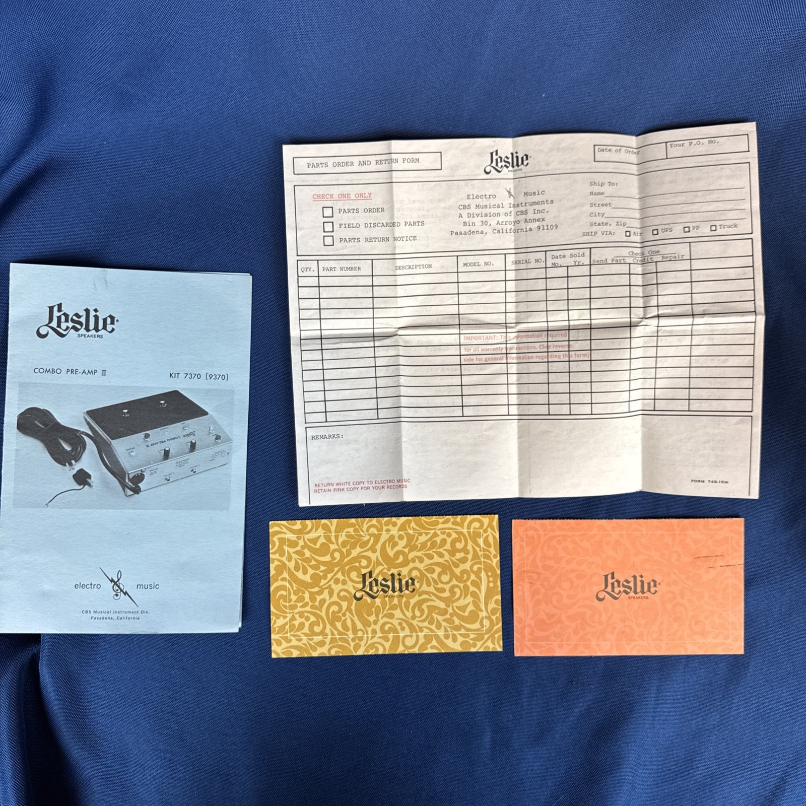 VTG 1972 Leslie Combo Pre-Amp II Kit 7370 (9370) Service Information Manual