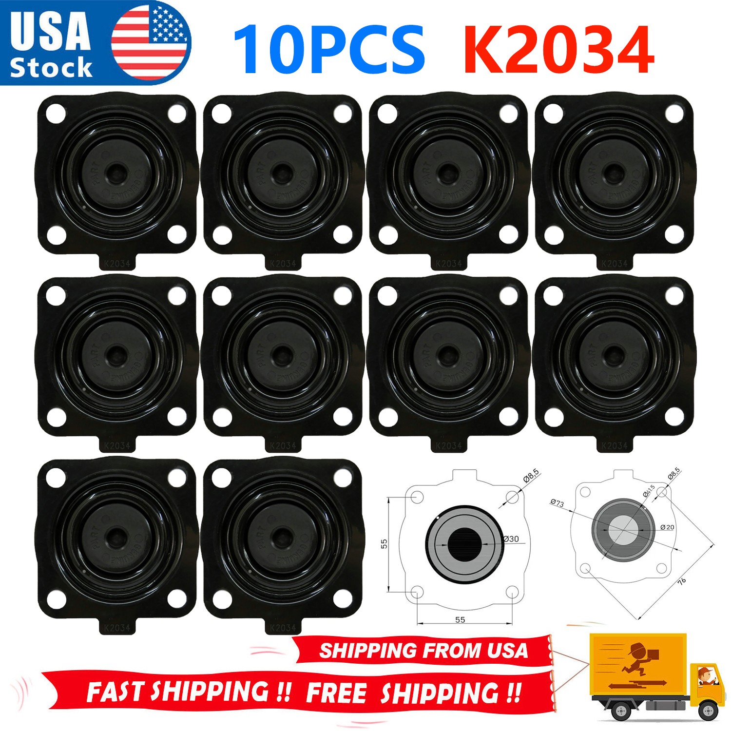 10PCS K2034 Shockwave Diaphragm Kit For Goyen Pulse Valve RCAC20T4,ST4,DD4,FS4
