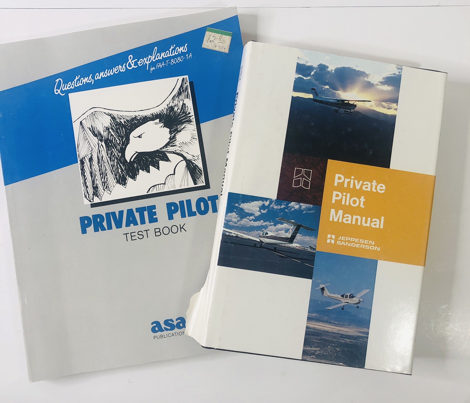 2 lot ASA Private Pilot Manual & Test Book Airplanes Jeppesen Sanderson Planes