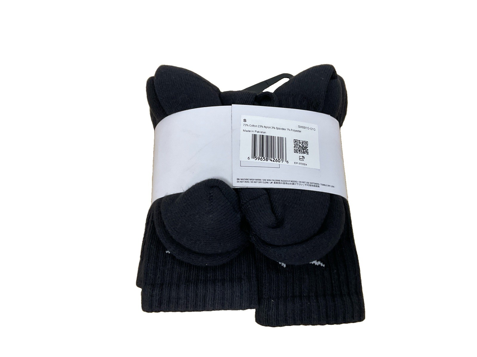 Nike Everyday Black Crew Socks, Small 3y-5y
