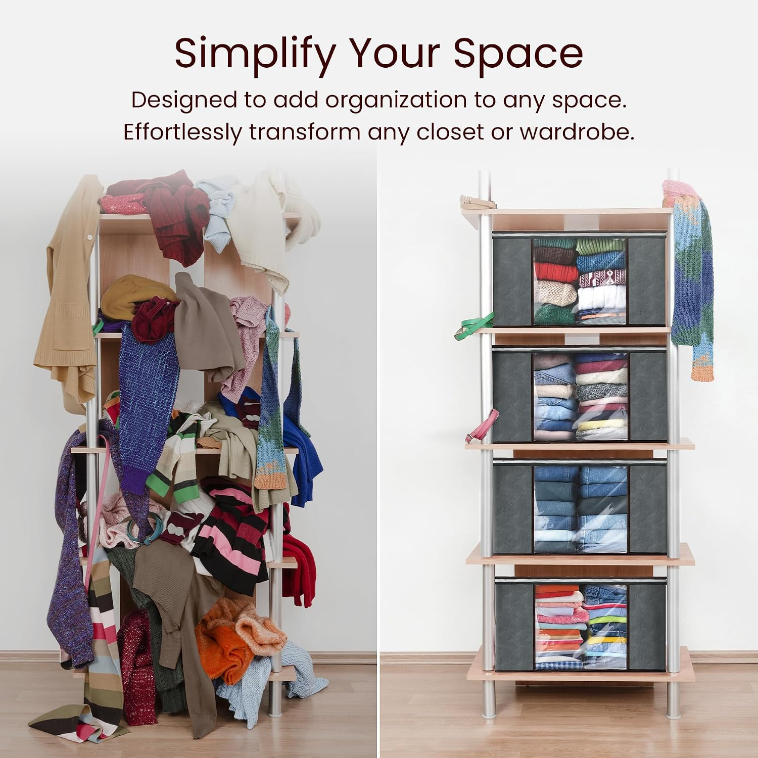 60L Foldable Storage Containers for Blankets & Clothes (3 Pack) | Sturdy Under B