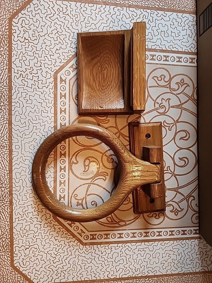 Vintage Oak Wooden 2pc Bathroom Set : Towel Ring And Soap Dish - No Hardware