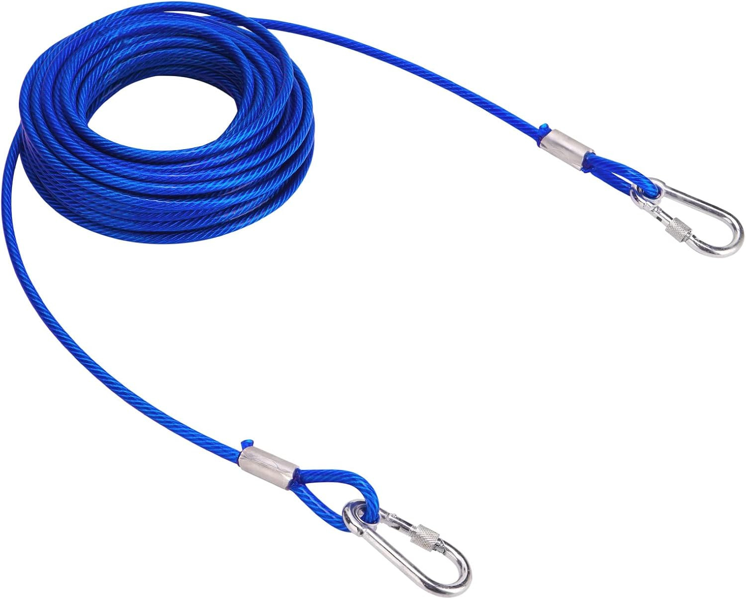 Mihachi 50Ft Dog Tie Out Cable for Dog up to 250Lbs, Steel Wire Dog Leads for Ya