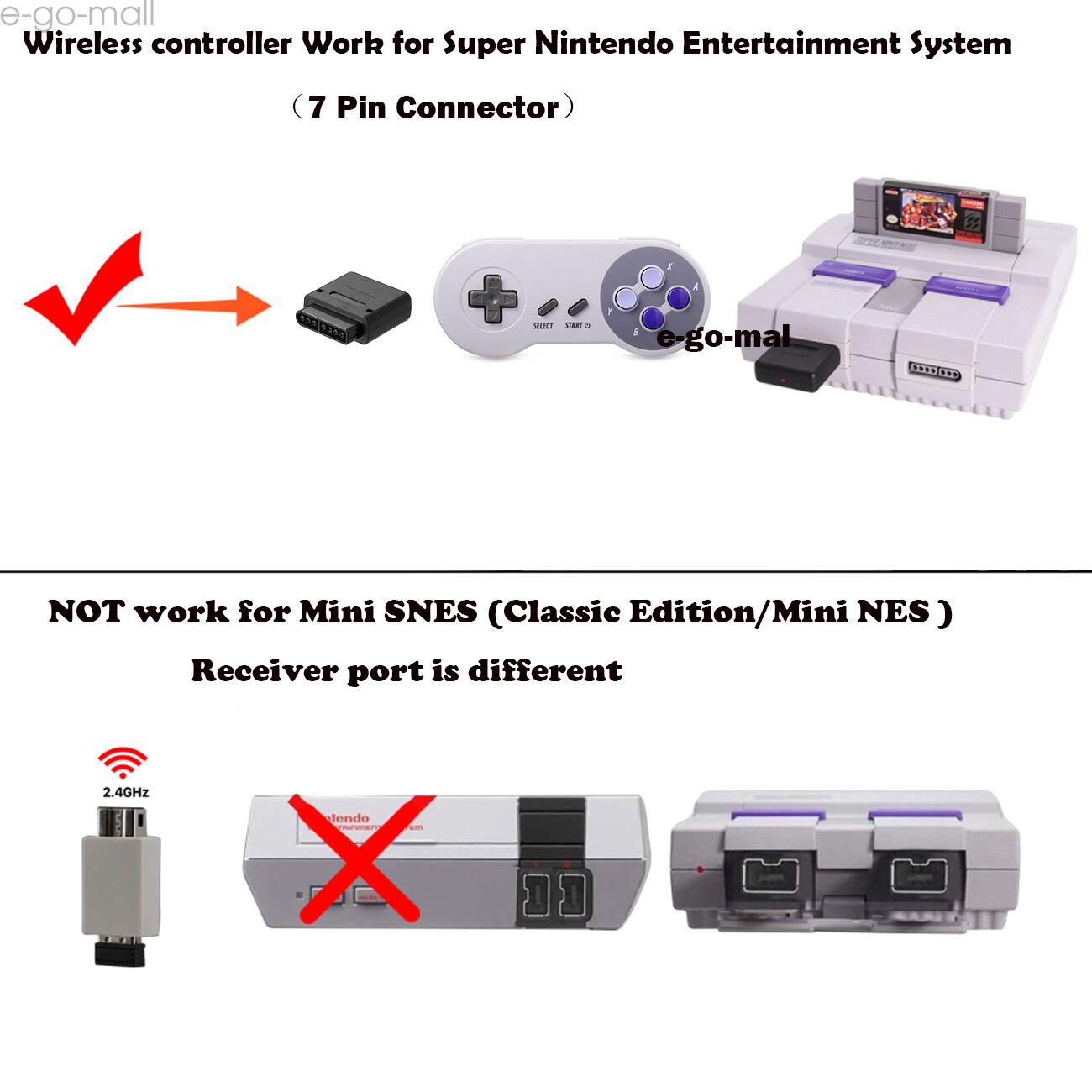 2PCS SNES Game Controller for Original Super Nintendo Game Entertainment System