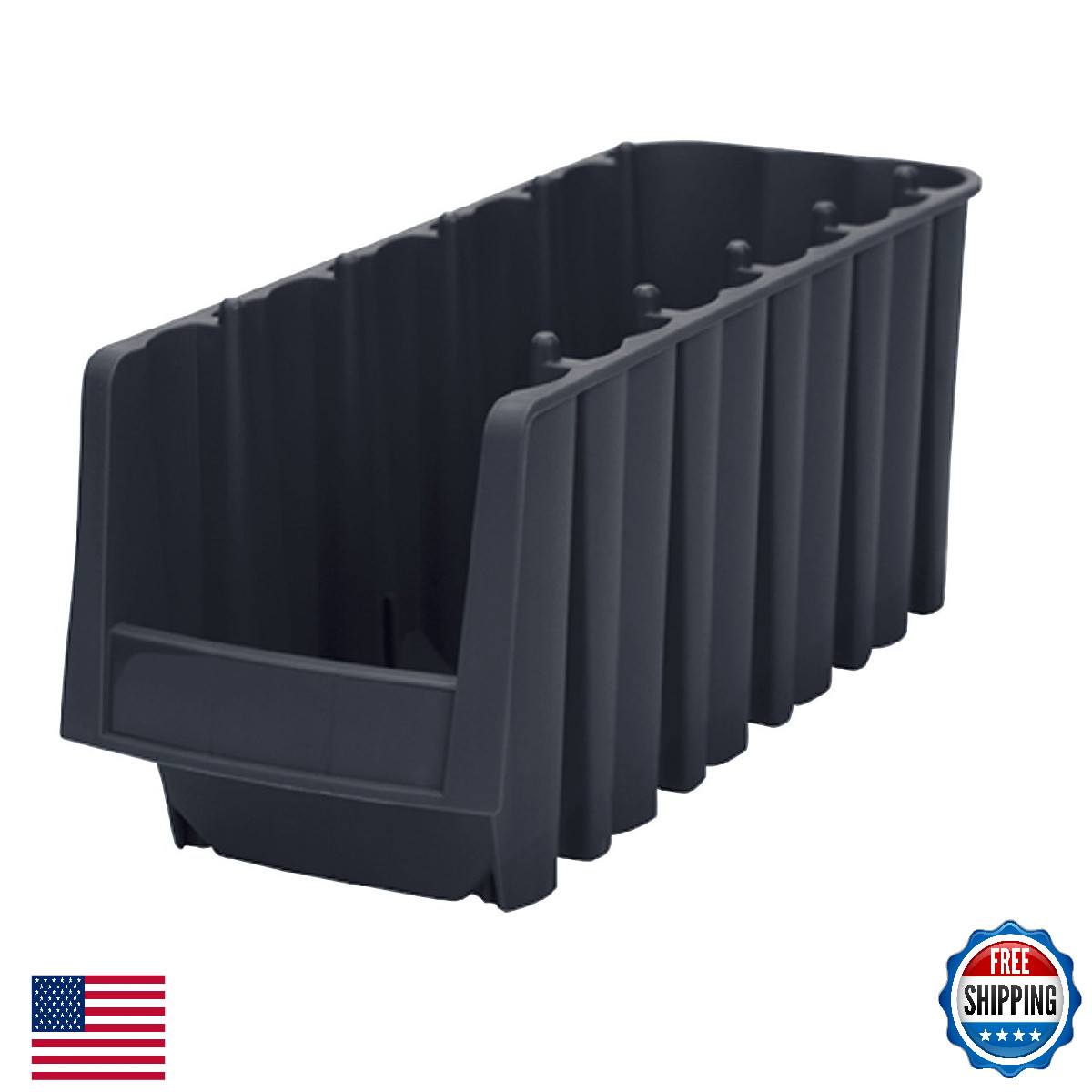 Akro-Mils 30718 Economy Stacking Shelf Plastic Storage Bins 12x8.375x5 Black 8 P