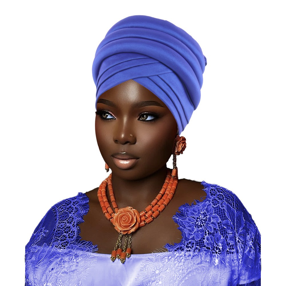 Nigeria Women Aso Oke Auto Gele Headtie African Headwear Beanie Bonnet Headscarf