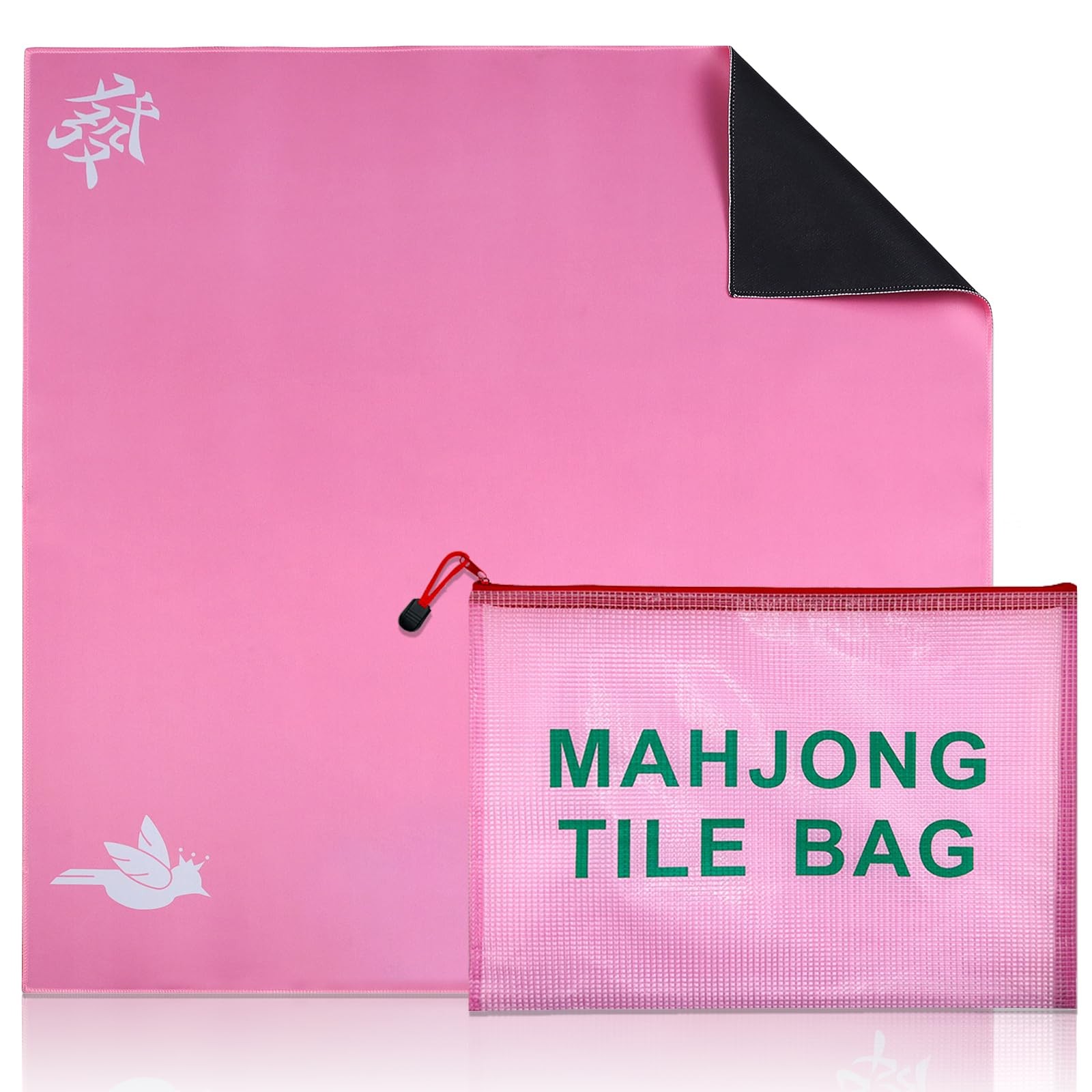 Mahjong Mat for Table with Mahjong Tile Bag, Anti Slip and Noise Reduction Ta...