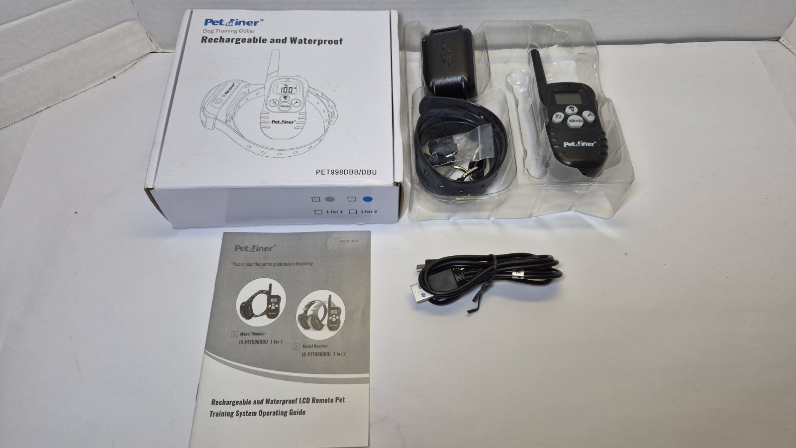 Petrainer Dog Training Collar PET998DBB 1 for 1 Rechargeable Waterproof New Open