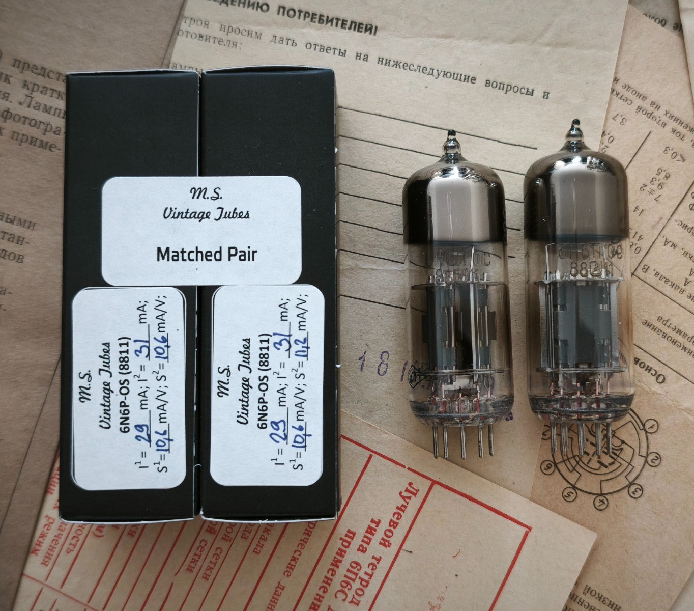 6N6P-OS x 2 (6N6P/6H6P/ECC99/E182CC) TESTED/ NOS / GOLD GRID / (USA Seller)