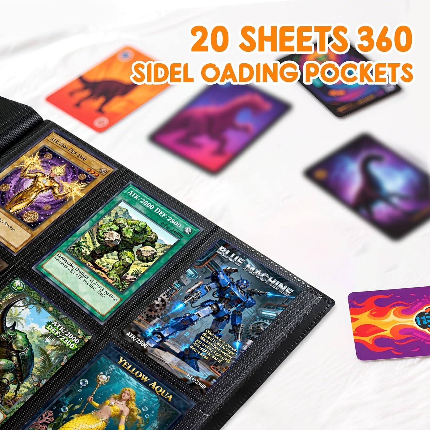 Trading Card Binder 9 Pocket 360 Card Waterproof Folder with Top Loading Sleeves