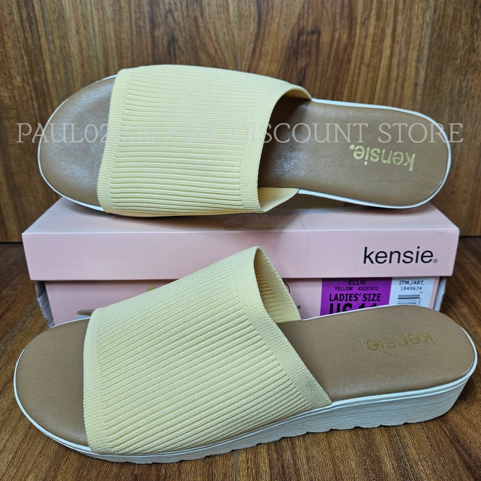 KENSIE Women’s Ellie Knit Slip On Sandals ~ Yellow ~ Size US 11