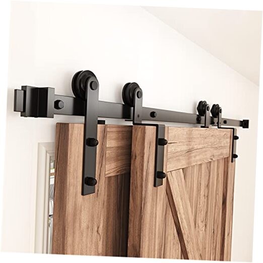 4 FT- 12 FT Bypass Sliding Barn Door Hardware Kit, Single Track, Double 6 Feet