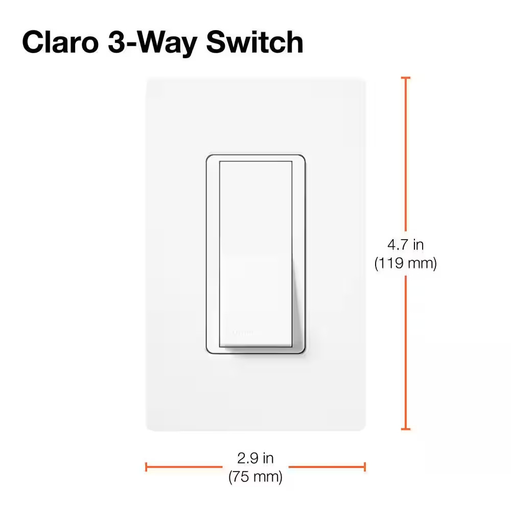 Claro On/Off Switch, 15 Amp/3 Way, Gray (CA-3PS-GR)