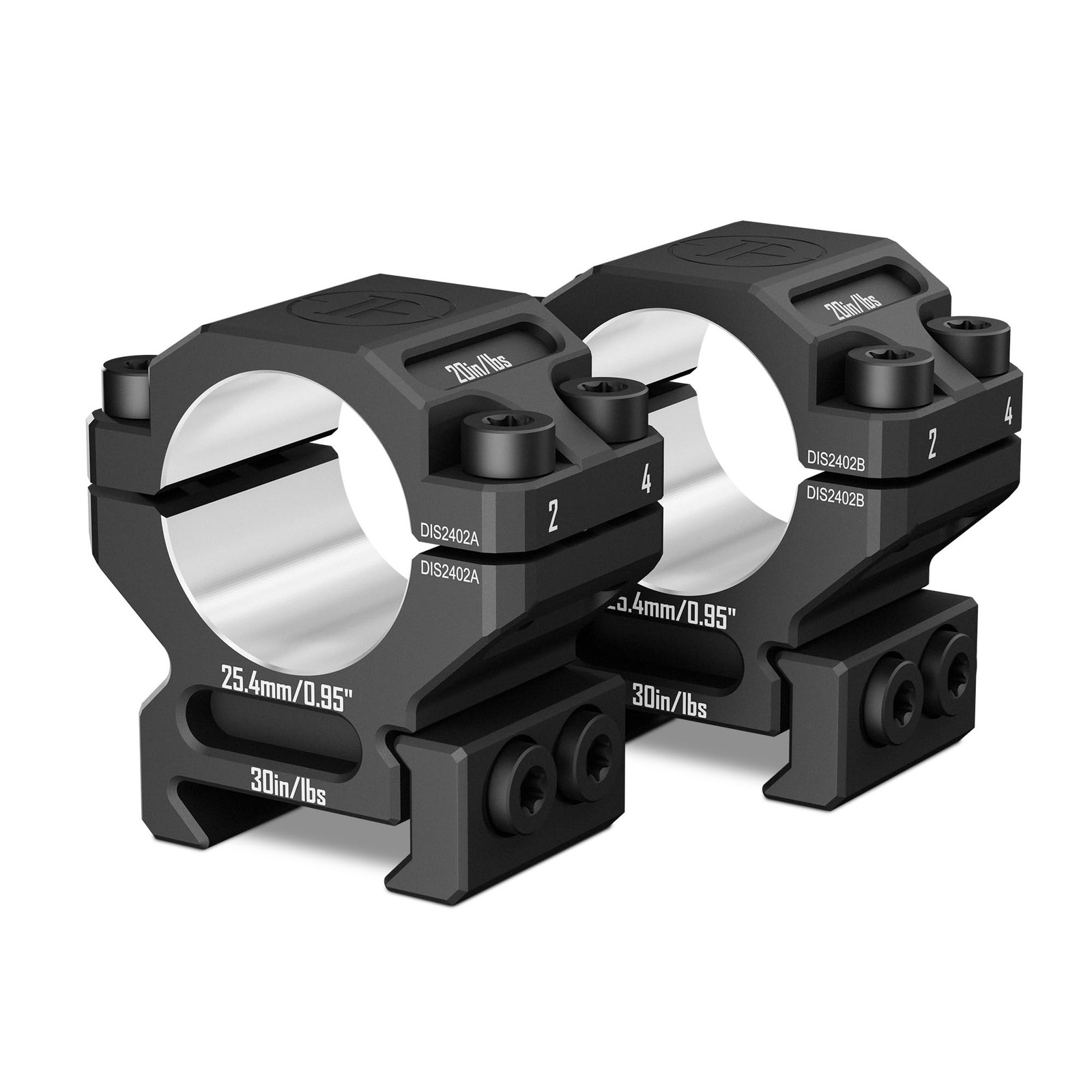 1 inch Scope Rings, 7075 Aluminum Precision Lapped Picatinny Scope Rings, 1 i...