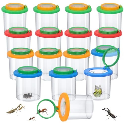 16 Pieces Magnifying Insect Box - Bug Viewer, Critter Insect Cage, Container,