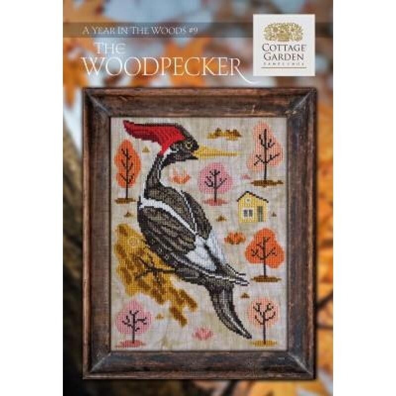 COTTAGE GARDEN Counted Cross Stitch Chart Pattern THE WOODPECKER Year in Woods
