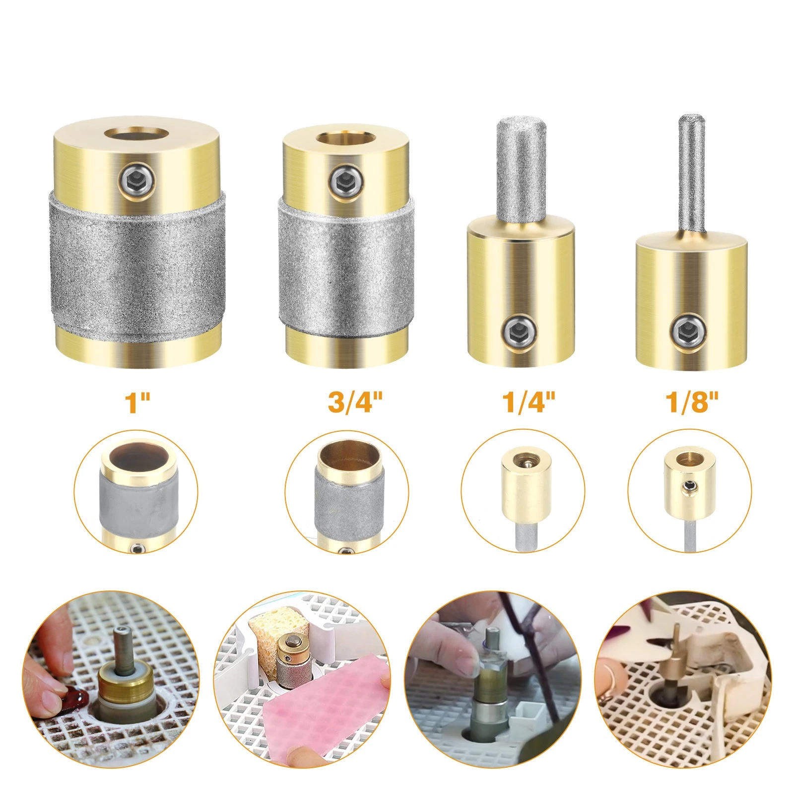 4PCS Diamond Bits for Stained Glass Grinder, High Quality Grinding Accessory