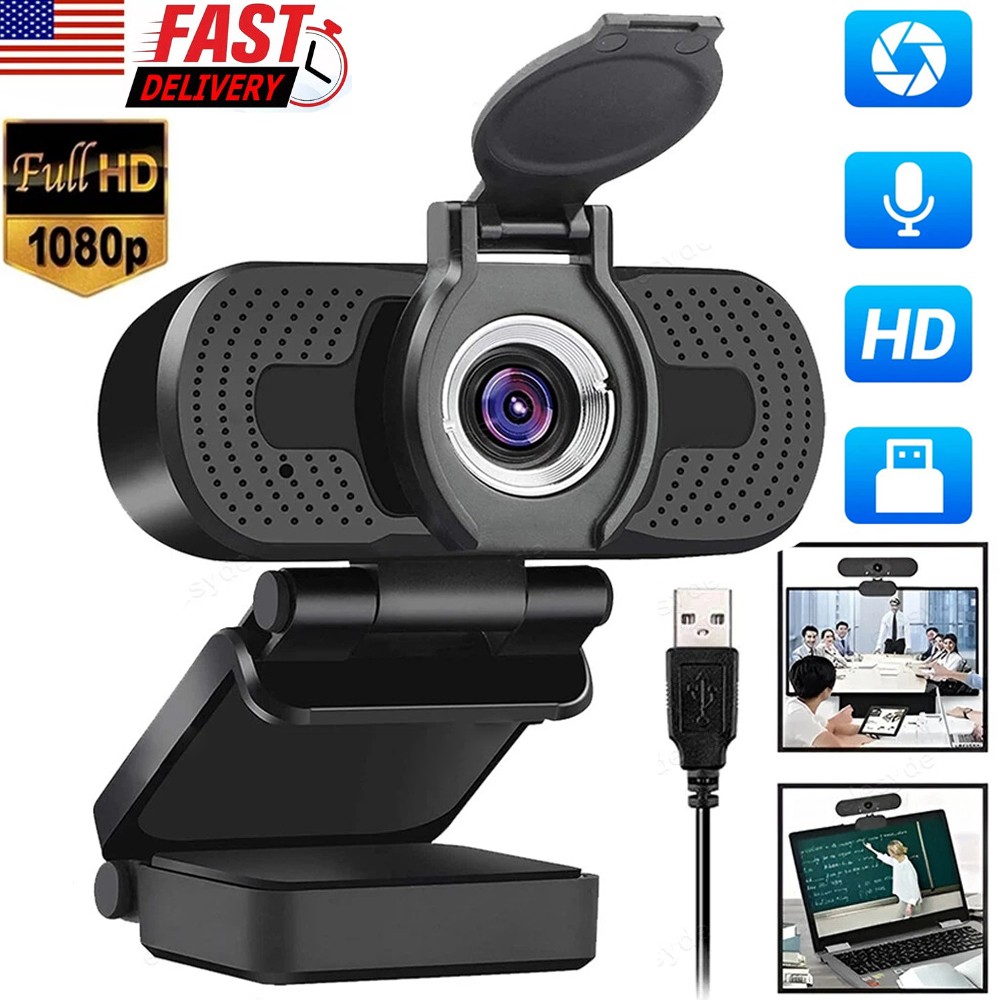 1080P Full HD USB 2.0 Webcam with Microphone for PC Desktop & Laptop Web Camera