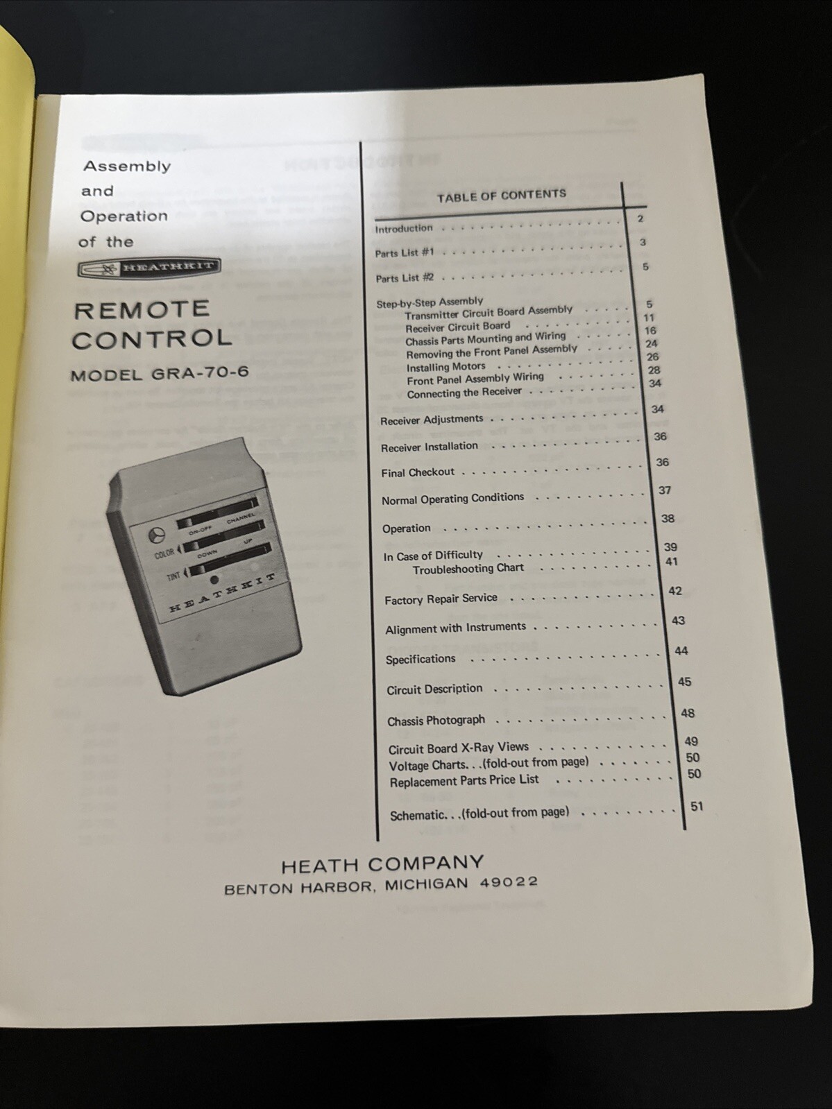 Vintage Heathkit GRA-70-6 Remote Control Assembly Manual