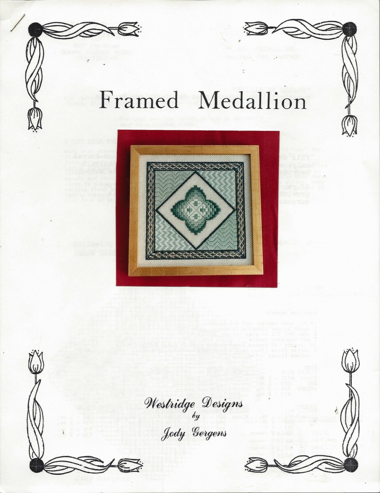 Framed Medallion ~ Westridge Designs - Jody Gergens 1984 Needlepoint Pattern