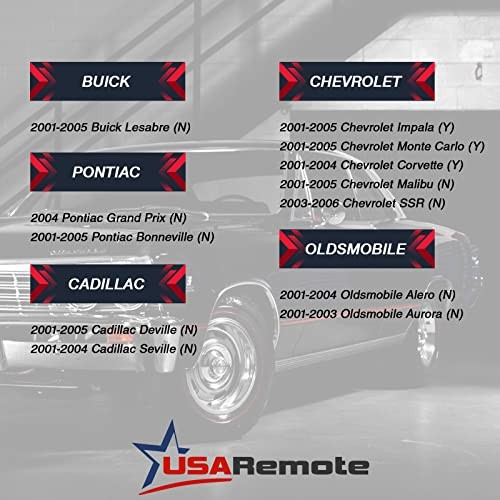 Replacement for 2001-2005 Chevrolet GMC 4-Button Keyless Entry Remote PN: Two