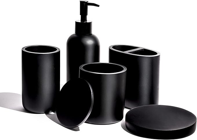VIRTUNE Studio Premium 5 Pcs Matte Black Complete Bathroom Accessories Set
