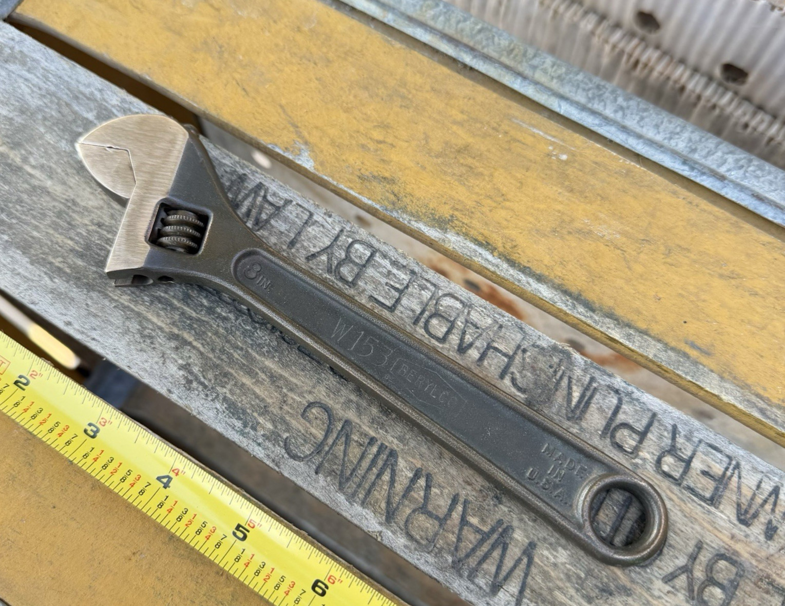 BERYLCO W-153 8” Non Sparking Adjustable Wrench BERYLIUM COPPER DROP FORGED  USA