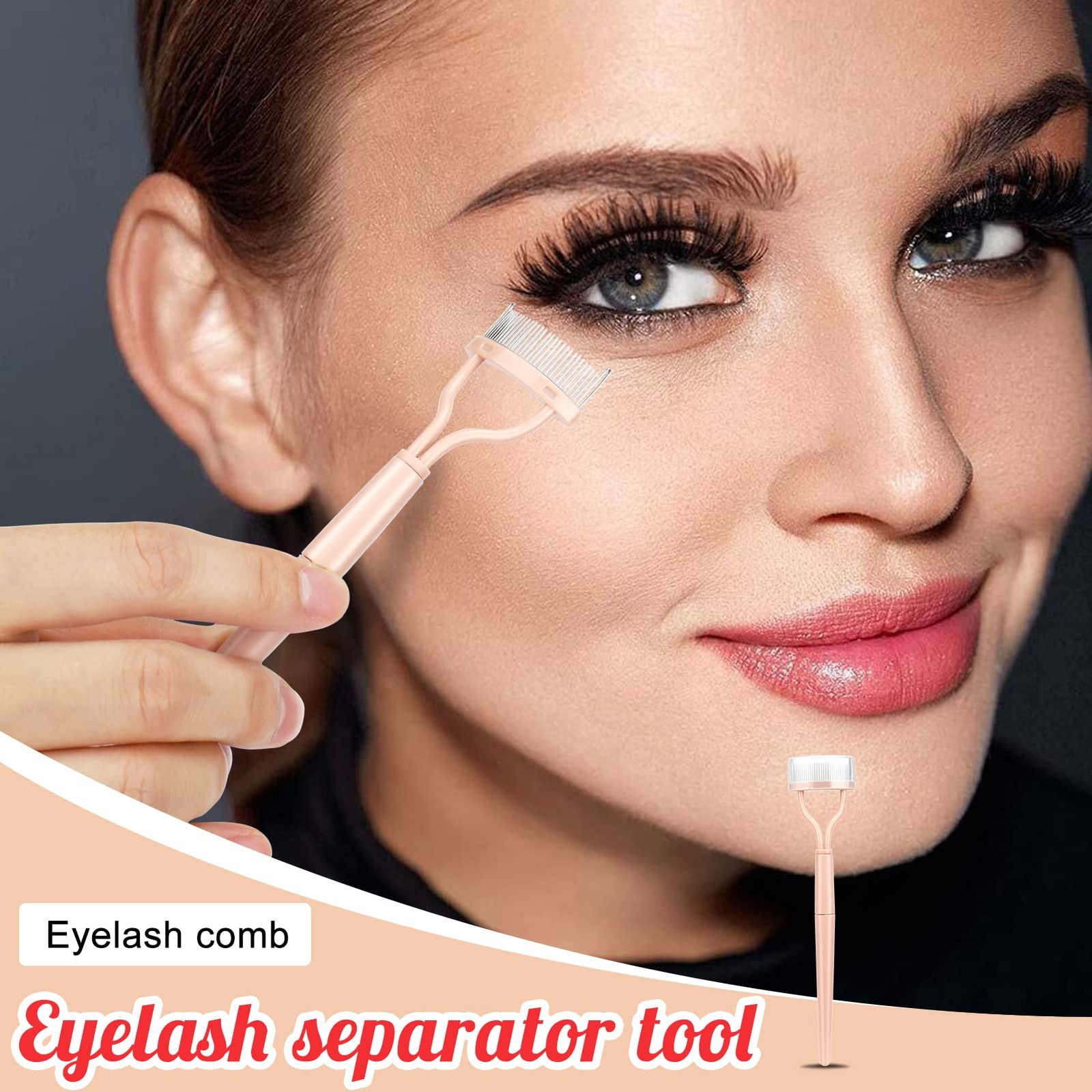 4-in-1 Eyelash Applicator Tool Kit, False Lash Clip Curler Separator Comb Set