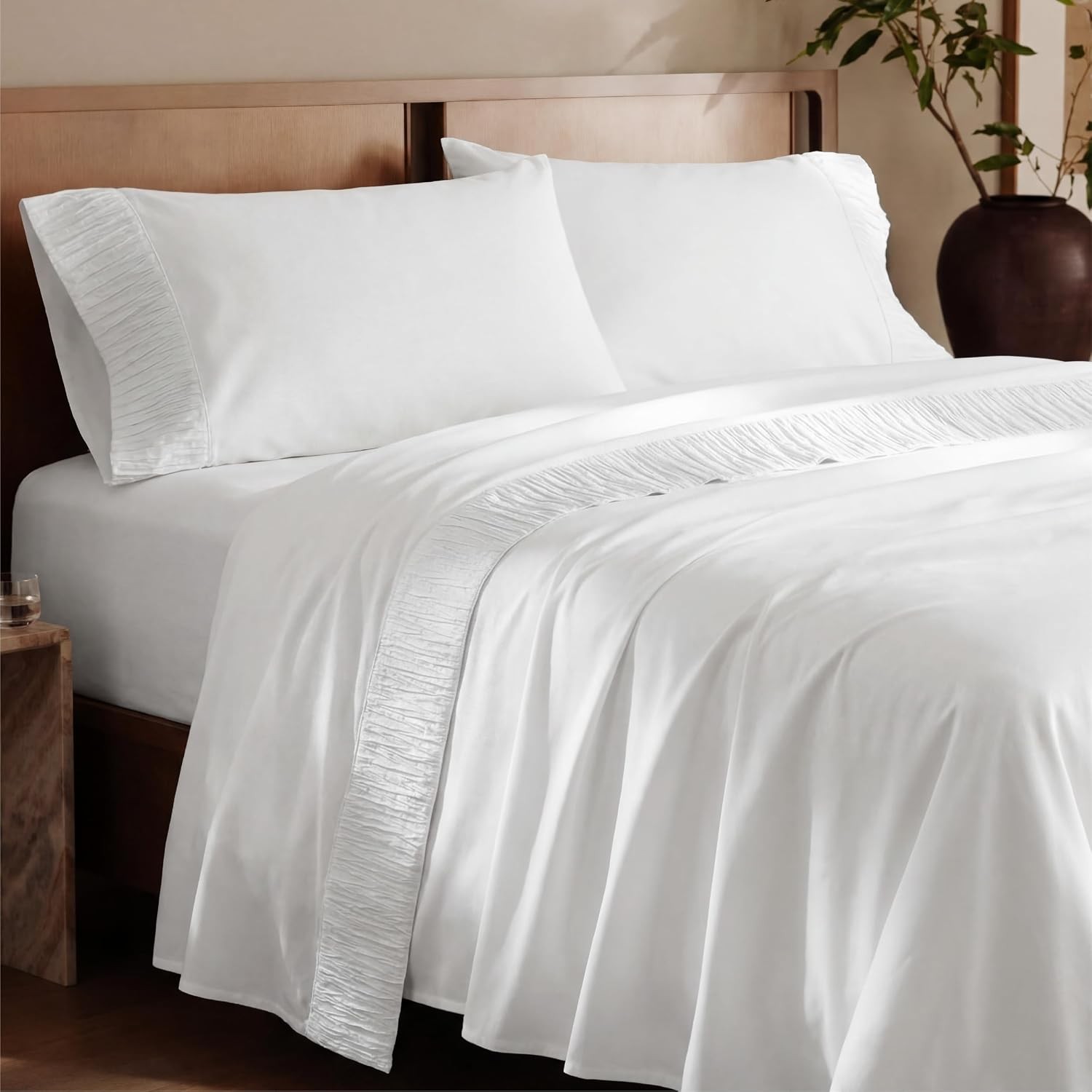 King Size Sheets Set 4 Pieces Soft King Sheets Breathable & Cooling Hotel Luxury