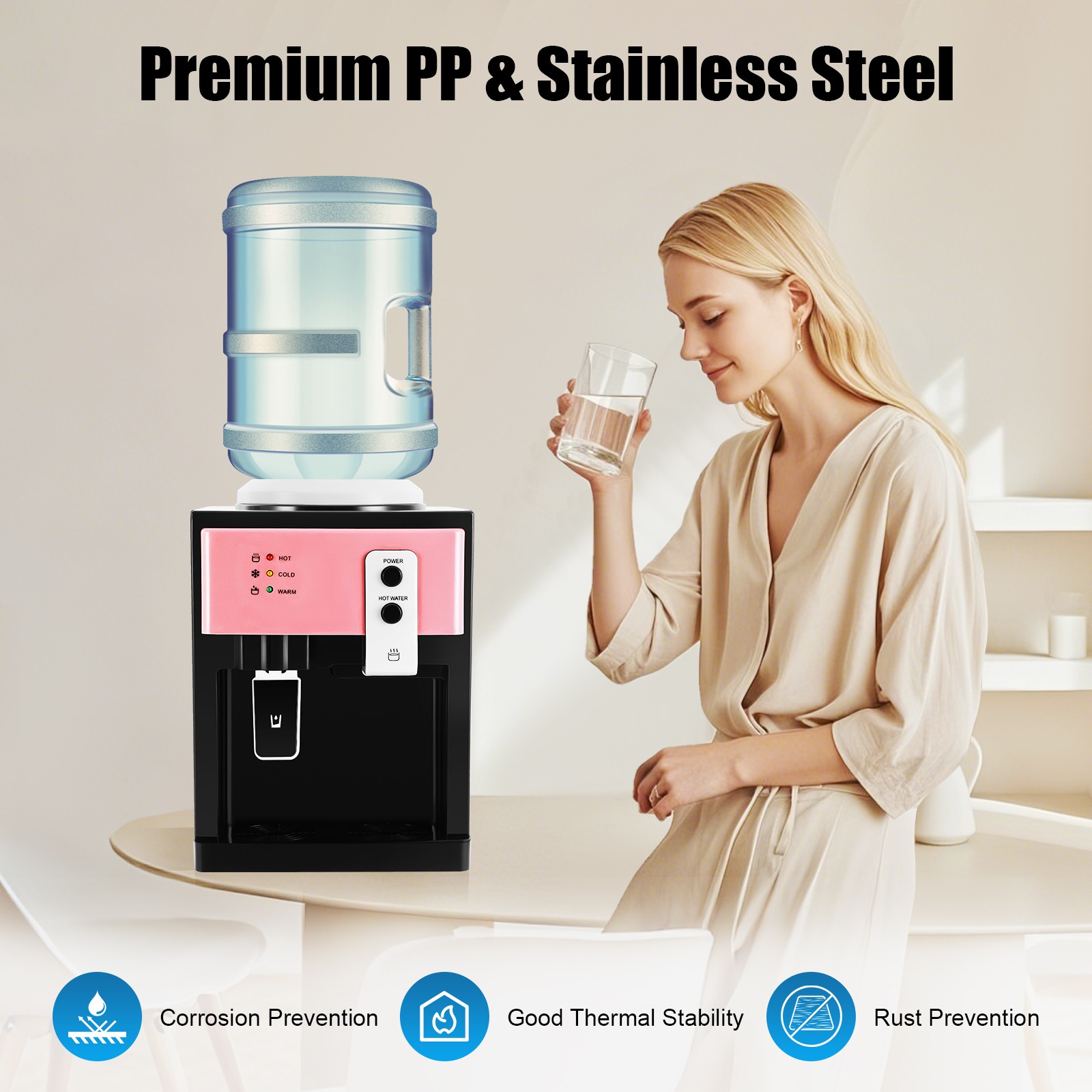 Electric Hot Cold Water Cooler Dispenser Countertop Drinking Machine Top Loading