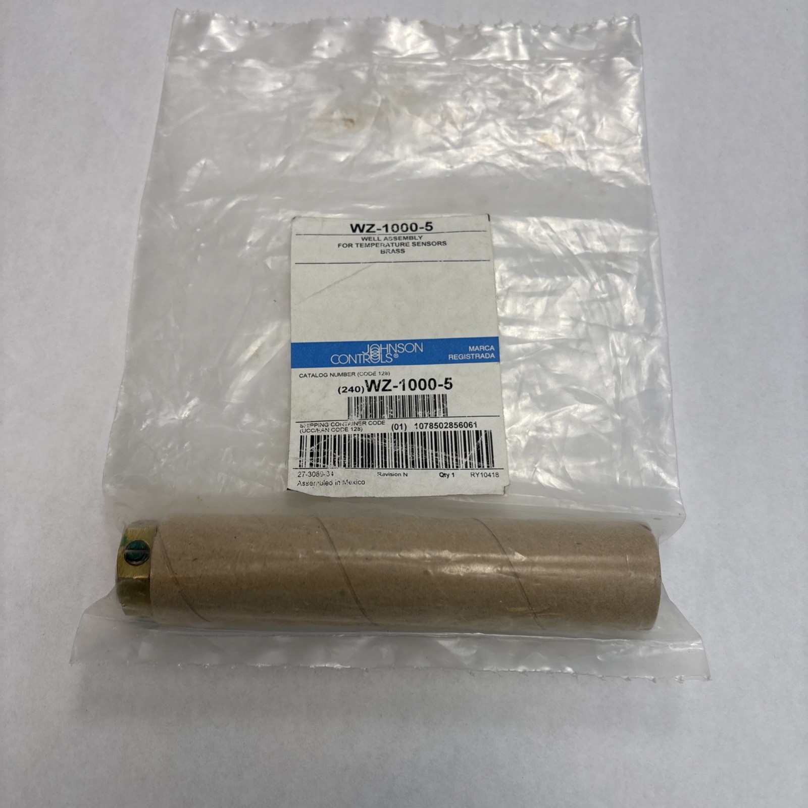 Johnson Controls WZ-1000-5 Temperature Sensor Brass Well Assembly New in Bag