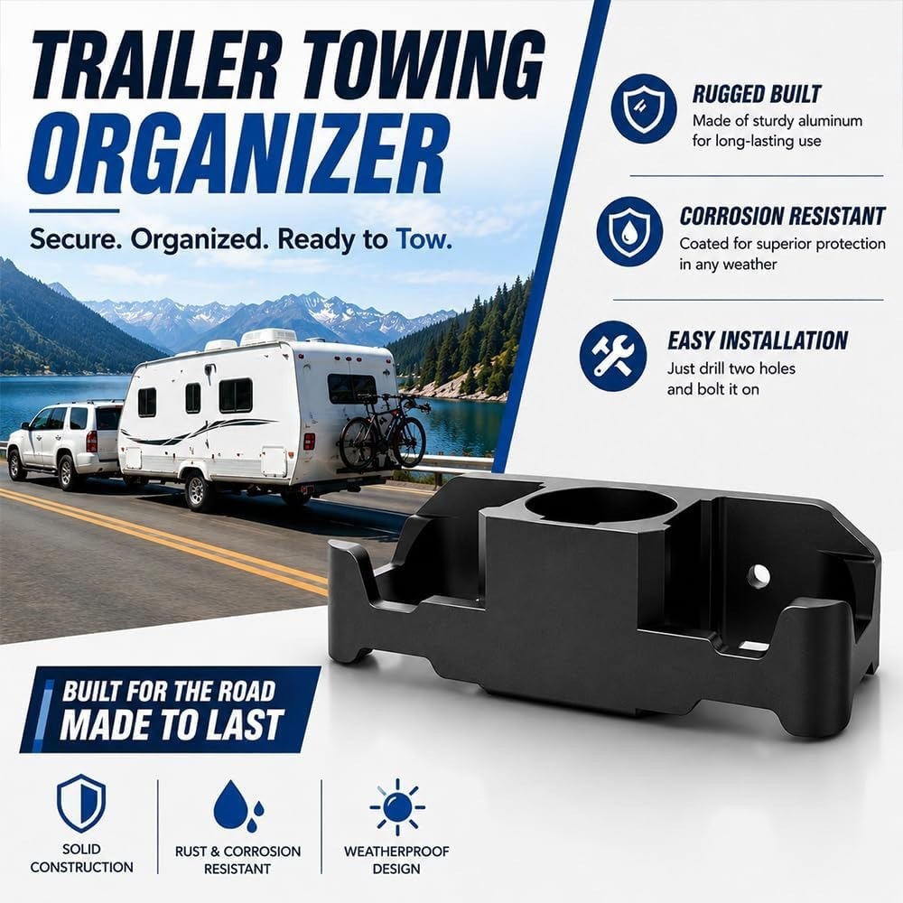 Trailer Towing Organizer for 7 Way Plug Hook Chain Cable Wire Harness Holder Kit