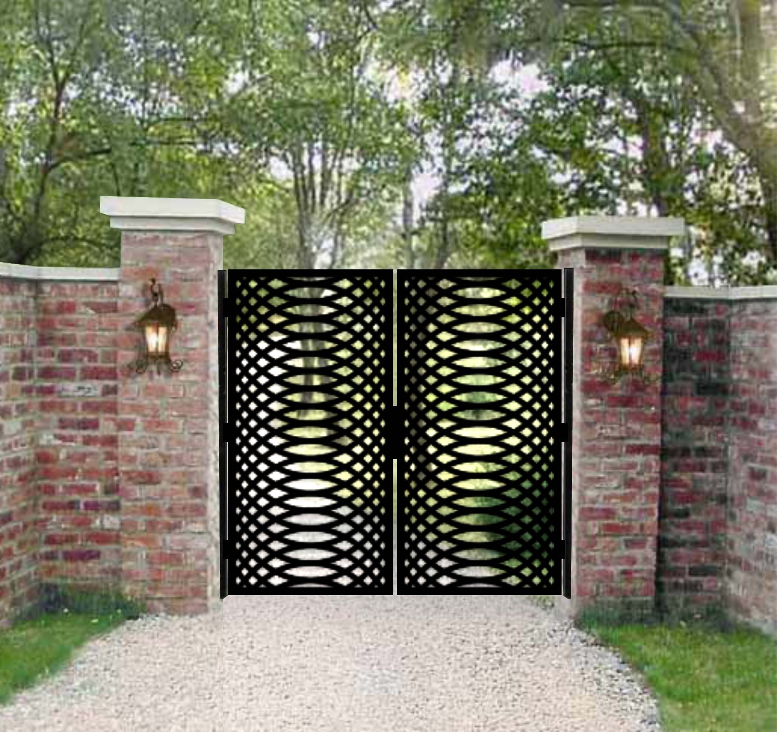 Laser Cut Steel Gate 36"x60" Powder Coated Rust Resistant Metal Entryway Gate