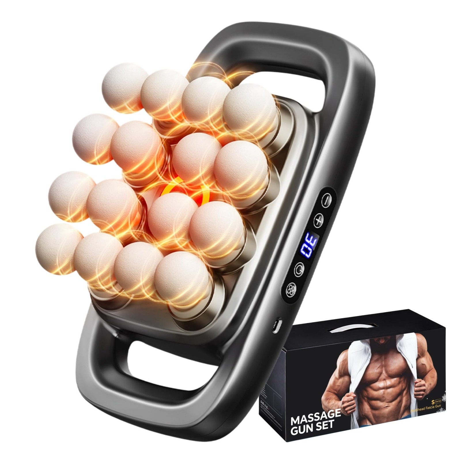Stellamist 16 Head Massage Gun Set, Deep Tissue Percussion Massager with Grey