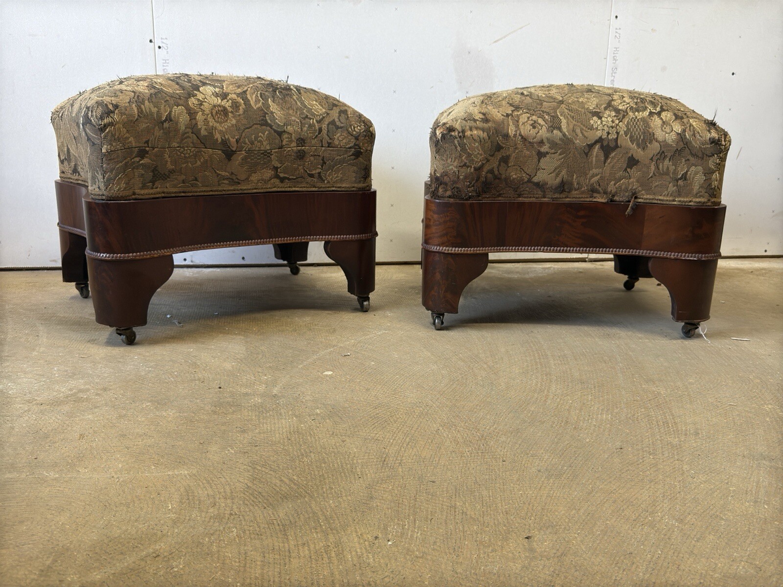 antique empire mahogany foot stools bench PAIR window seats Classical