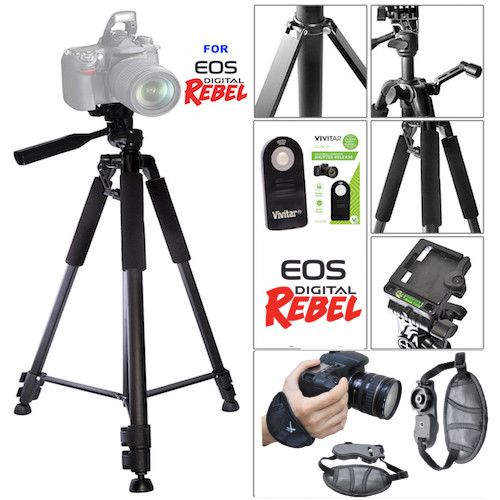 60" TRIPOD + REMOTE +STABLE GRIP FOR CANON EOS REBEL SL1 SL2 M50 M30 M5 T7 T6 T5