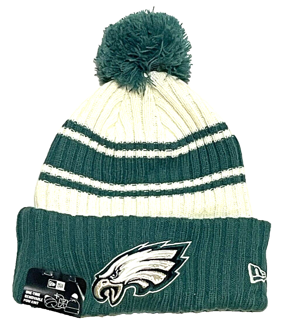 New Era Philadelphia Eagles NFL Logo Football Beanie Cap Hat Cuff Stripes Men