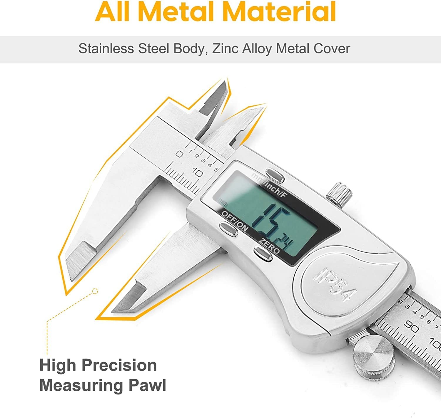 Sangabery Digital Caliper, 6 inch Caliper Extreme Accuracy Measuring Tool with S